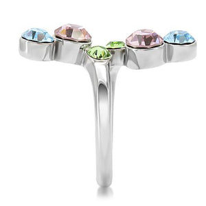 TK163  - Rhodium Brass, AAA CZ , Multi Color - TK163