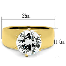 Load image into Gallery viewer, TK520G - Ion Gold Plating Stainless Steel Ring with AAA Grade CZ  in Clear