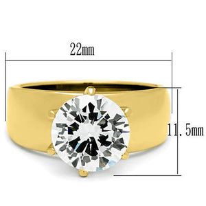 TK520G - Ion Gold Plating Stainless Steel Ring with AAA Grade CZ  in Clear