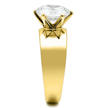 Load image into Gallery viewer, TK520G - Ion Gold Plating Stainless Steel Ring with AAA Grade CZ  in Clear