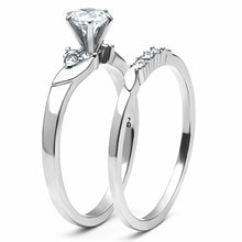 Load image into Gallery viewer, TK694 - High polished (no plating) Stainless Steel Ring with AAA Grade CZ  in Clear