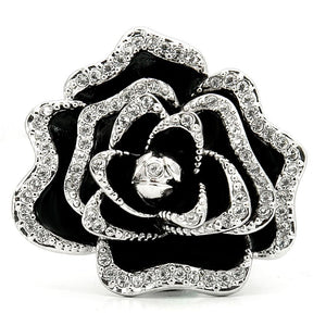 0W252 - Rhodium Brass Ring with Top Grade Crystal  in Clear