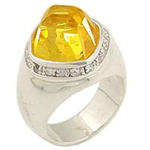 0F223 - High-Polished 925 Sterling Silver Ring with AAA Grade CZ  in Citrine