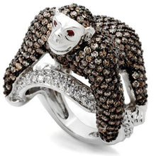 Load image into Gallery viewer, 0W001 - Rhodium + Ruthenium Brass Ring with AAA Grade CZ  in Champagne