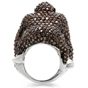 0W001 - Rhodium + Ruthenium Brass Ring with AAA Grade CZ  in Champagne