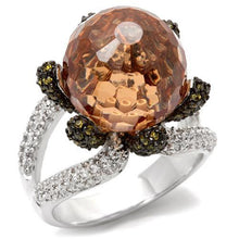 Load image into Gallery viewer, 0W021 - Rhodium + Ruthenium Brass Ring with AAA Grade CZ  in Champagne