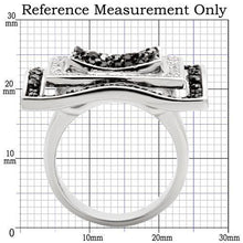 Load image into Gallery viewer, 0W058 - Rhodium + Ruthenium Brass Ring with AAA Grade CZ  in Jet