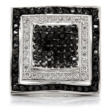 Load image into Gallery viewer, 0W058 - Rhodium + Ruthenium Brass Ring with AAA Grade CZ  in Jet