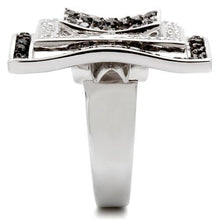 Load image into Gallery viewer, 0W058 - Rhodium + Ruthenium Brass Ring with AAA Grade CZ  in Jet