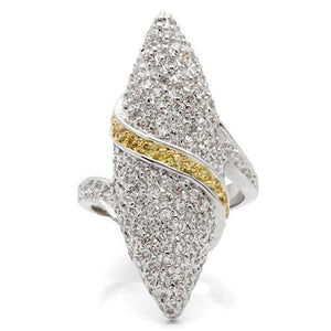 0W099 - Gold+Rhodium Brass Ring with AAA Grade CZ  in Topaz