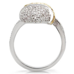 0W099 - Gold+Rhodium Brass Ring with AAA Grade CZ  in Topaz