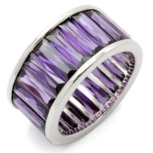 Load image into Gallery viewer, 0W128 - Rhodium Brass Ring with AAA Grade CZ  in Amethyst