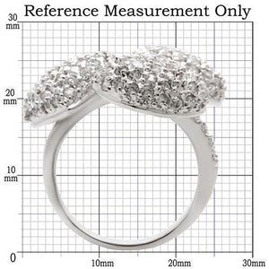 0W145 - Rhodium Brass Ring with AAA Grade CZ  in Clear