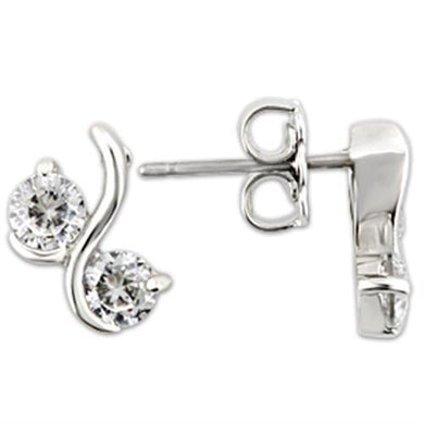 0W176 - Rhodium 925 Sterling Silver Earrings with AAA Grade CZ  in Clear