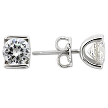 Load image into Gallery viewer, 0W178 - Rhodium 925 Sterling Silver Earrings with AAA Grade CZ  in Clear