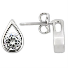 Load image into Gallery viewer, 0W180 - Rhodium 925 Sterling Silver Earrings with AAA Grade CZ  in Clear