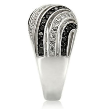 Load image into Gallery viewer, 0W224 - Rhodium + Ruthenium Brass Ring with AAA Grade CZ  in Jet