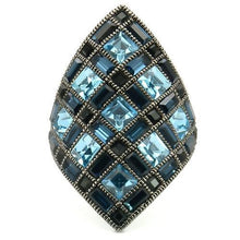 Load image into Gallery viewer, 0W235 - Ruthenium Brass Ring with Top Grade Crystal  in Sea Blue