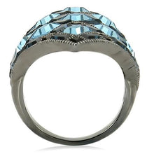 Load image into Gallery viewer, 0W235 - Ruthenium Brass Ring with Top Grade Crystal  in Sea Blue