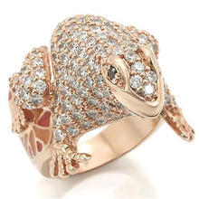 Load image into Gallery viewer, 0W283 - Rose Gold Brass Ring with AAA Grade CZ  in Jet