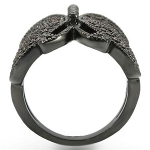 0W290 - Ruthenium Brass Ring with AAA Grade CZ  in Champagne