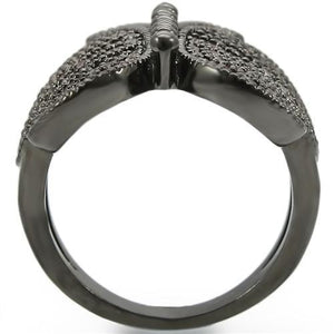 0W290 - Ruthenium Brass Ring with AAA Grade CZ  in Champagne