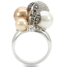 Load image into Gallery viewer, 0W296 - Rhodium + Ruthenium Brass Ring with Synthetic Pearl in Multi Color
