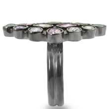 Load image into Gallery viewer, 0W297 - Ruthenium Brass Ring with AAA Grade CZ  in Multi Color