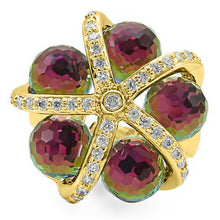 Load image into Gallery viewer, 0W299 - Gold Plated Brass Ring with Top Grade Crystal  in Multi Color