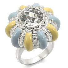 Load image into Gallery viewer, 0W308 - Rhodium Brass Ring with AAA Grade CZ  in Clear