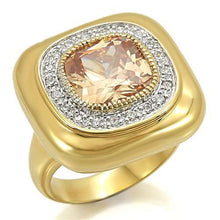 Load image into Gallery viewer, 0W315 - Gold+Rhodium Brass Ring with AAA Grade CZ  in Champagne