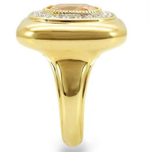 0W315 - Gold+Rhodium Brass Ring with AAA Grade CZ  in Champagne