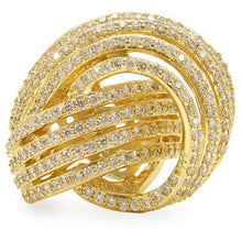 Load image into Gallery viewer, 0W316 - Gold Brass Ring with AAA Grade CZ  in Clear