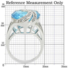 Load image into Gallery viewer, 0W343 - Rhodium Brass Ring with Synthetic Synthetic Glass in Sea Blue