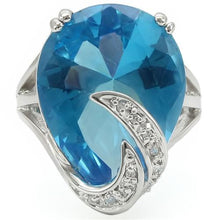 Load image into Gallery viewer, 0W343 - Rhodium Brass Ring with Synthetic Synthetic Glass in Sea Blue