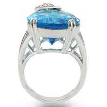 Load image into Gallery viewer, 0W343 - Rhodium Brass Ring with Synthetic Synthetic Glass in Sea Blue