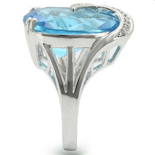 Load image into Gallery viewer, 0W343 - Rhodium Brass Ring with Synthetic Synthetic Glass in Sea Blue