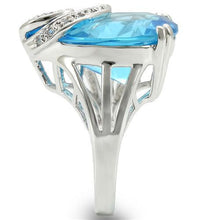 Load image into Gallery viewer, 0W343 - Rhodium Brass Ring with Synthetic Synthetic Glass in Sea Blue