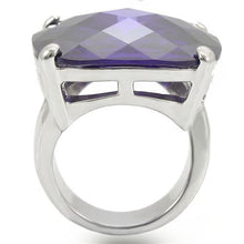 Load image into Gallery viewer, 0W346 - Rhodium Brass Ring with AAA Grade CZ  in Tanzanite