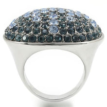 Load image into Gallery viewer, 0W347 - Rhodium + Ruthenium Brass Ring with Top Grade Crystal  in Light Sapphire