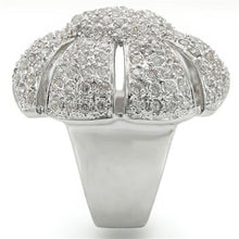 Load image into Gallery viewer, 0W349 - Rhodium Brass Ring with AAA Grade CZ  in Clear