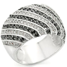 Load image into Gallery viewer, 0W351 - Rhodium + Ruthenium Brass Ring with AAA Grade CZ  in Jet