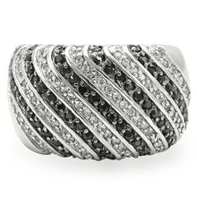 Load image into Gallery viewer, 0W351 - Rhodium + Ruthenium Brass Ring with AAA Grade CZ  in Jet