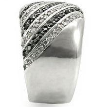 Load image into Gallery viewer, 0W351 - Rhodium + Ruthenium Brass Ring with AAA Grade CZ  in Jet