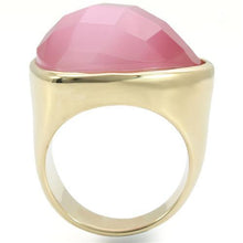 Load image into Gallery viewer, 0W364 - Gold Brass Ring with Semi-Precious Cat Eye in Light Rose