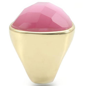 0W364 - Gold Brass Ring with Semi-Precious Cat Eye in Light Rose