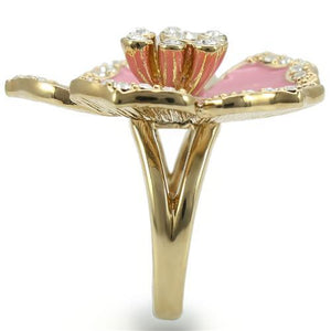 0W376 - Gold Brass Ring with Top Grade Crystal  in Clear