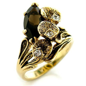 10113 - Gold Brass Ring with Top Grade Crystal  in Smoky Topaz