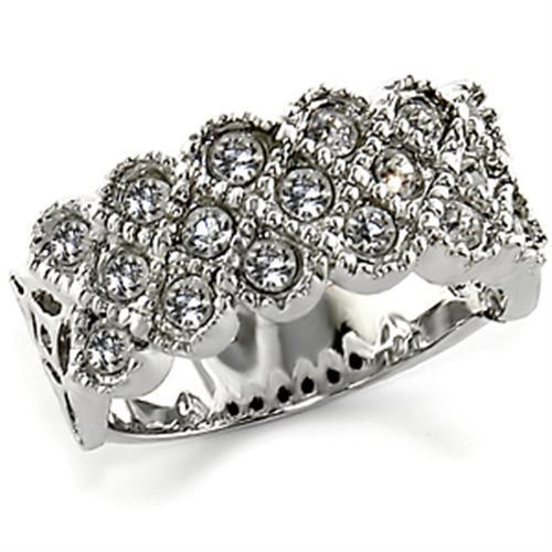 10626 - Rhodium Brass Ring with Top Grade Crystal  in Clear