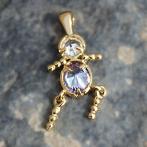 LOA1381 - Gold Plating Brass Pendant with AAA CZ in Light Amethyst